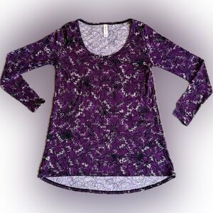 LuLaRoe Floral Purple Women's Lynnae Top